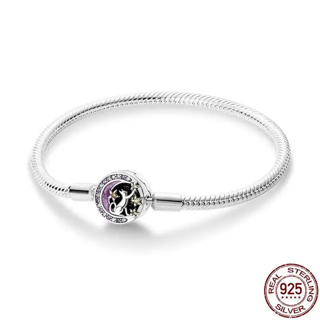 Original 925 Silver Bracelet Snake Chain 17-20 Evil Eye Heart Star Zircon For Charms Beads Pendant Anniversary Jewelry Making Gifts 