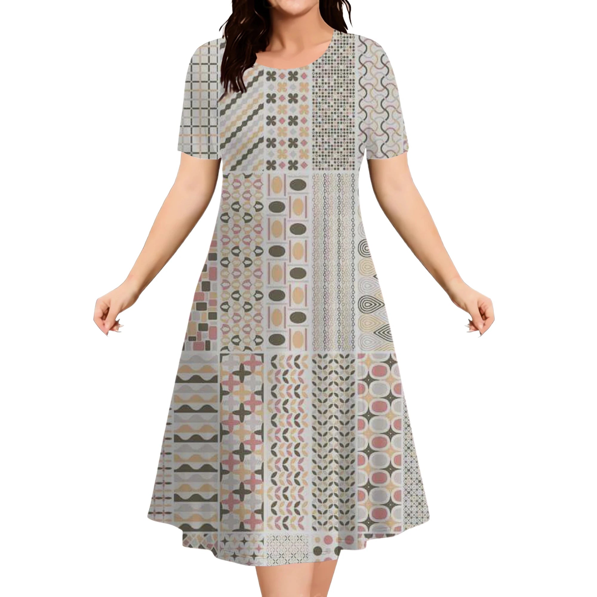 9XL Plus Size Short Sleeve Dresses For Women 2026 Fashion Summer Dot 3D Print Round Neck Dress Female Casual Oversized Clothing