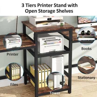 Tribesigns 96.9" Double Computer Desk with Printer Shelf, Extra Long Two Person Desk Workstation with Storage Shelves