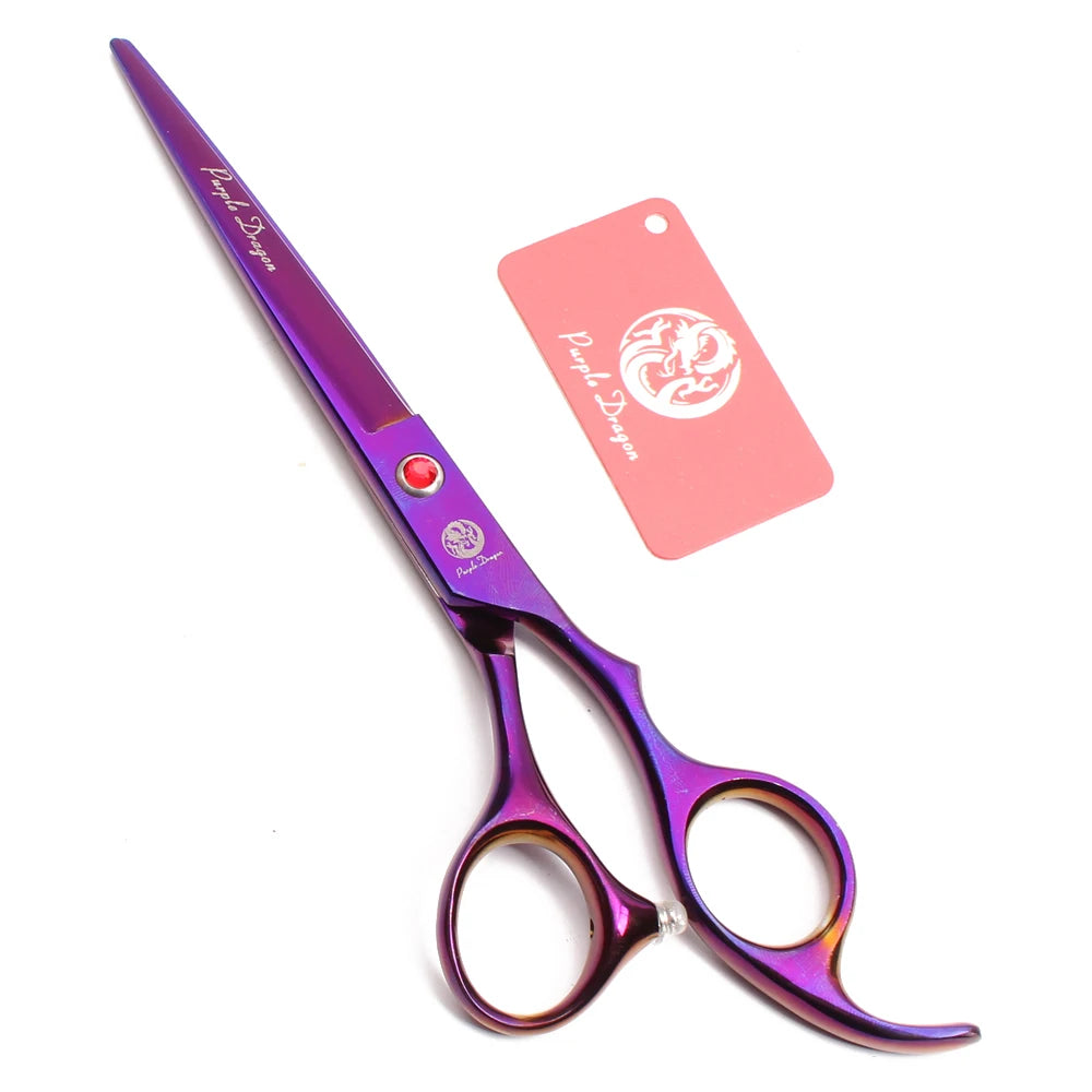 Tijeras de peluquería canina Purple Dragon de 6,5" y 7" de acero inoxidable, curvadas hacia arriba, profesionales para mascotas, tijeras de entresacar, Z3002