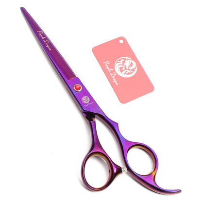 Tijeras de peluquería canina Purple Dragon de 6,5" y 7" de acero inoxidable, curvadas hacia arriba, profesionales para mascotas, tijeras de entresacar, Z3002