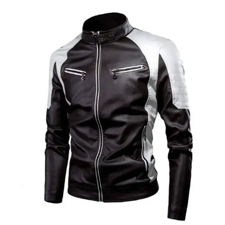 2022 Fashionable Casual Men's Leather Jacket Splice Motorcycle Amazon Vintage Cross-Border Spring Autumn Thin Style Wear