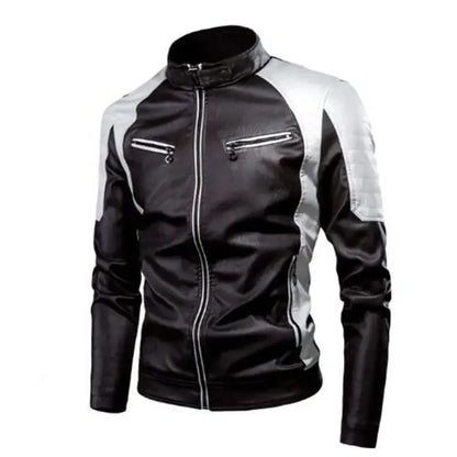2022 Fashionable Casual Men's Leather Jacket Splice Motorcycle Amazon Vintage Cross-Border Spring Autumn Thin Style Wear