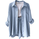 Solid Color Casual Loose Short Pants Sets For Women 2025 Elegant Summer Women's Two Pieces Suit Full Set Female Outfit Clothes
