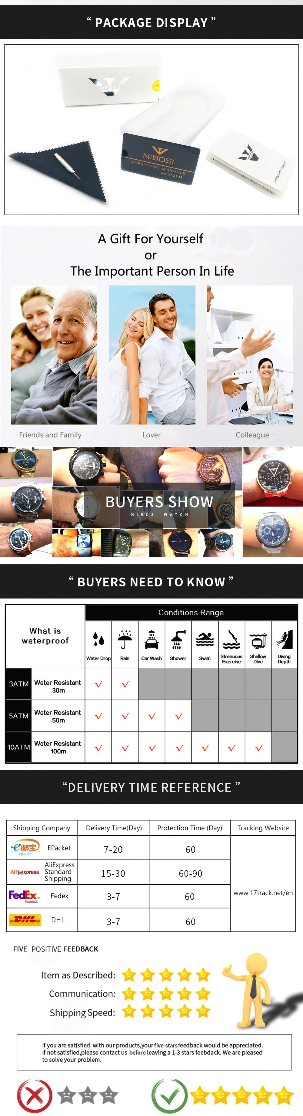 NIBOSI Brand Mens Watches Quartz Movement Watch Luxury Stainless Steel Calendar Waterproof Sport Simple Wristwatches for Man