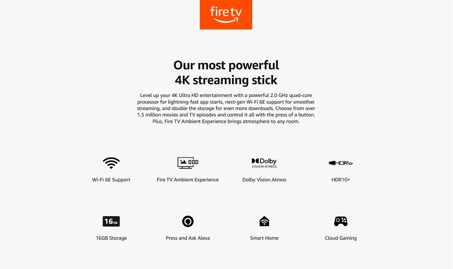 All-New Amazon Fire TV 4K MAX, Android TV Box, Netflix 4K Streaming stick with wifi 6E.16GB Storage (Without Batteries)