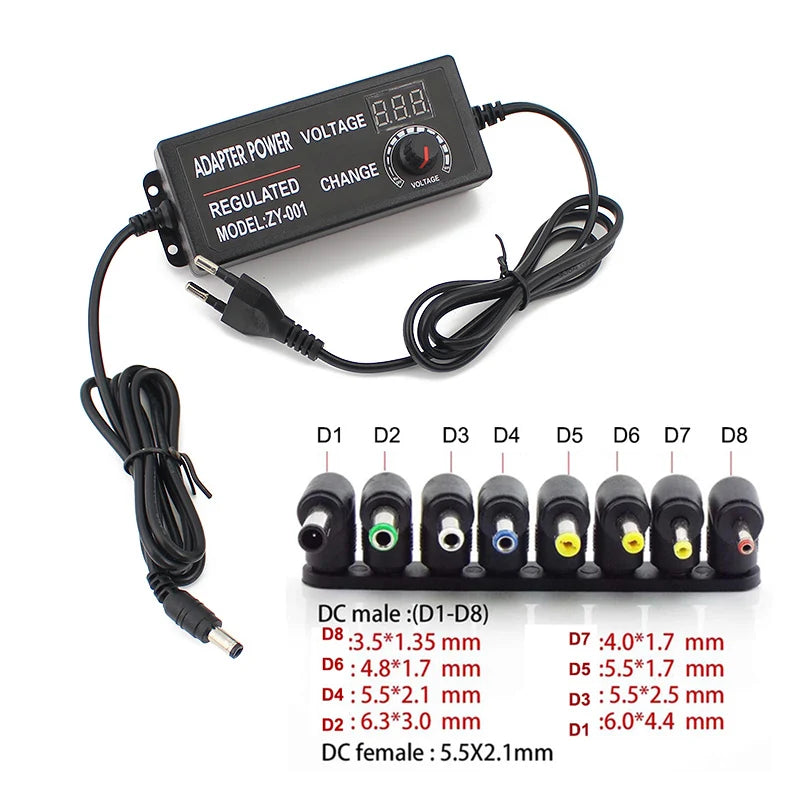 AC DC Adjustable Adapter 12V Volt LED Display Screen Power Supply 220V TO 3V 5V 9V 12V 24V 36V With DC Jack Connector Plug