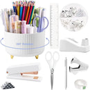 Desktop Office Stationery Set with Stapler Tape Dispenser Scissors Staple Remover for Home School Supplies