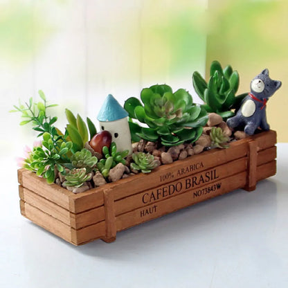 Maceta de madera vintage para jardín, maceta rectangular para suculentas, macetero para plantas, contenedor para flores suculentas.