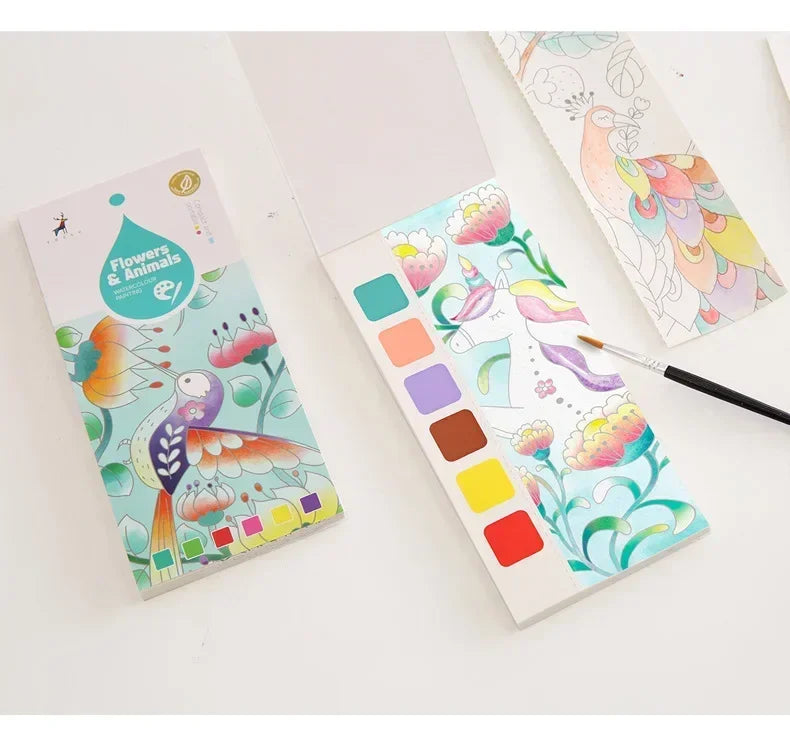 20 Sheets Portable Children Watercolor Painting Book Paint with Water Kids Gouache Graffiti Picture Coloring Drawing Toys Gifts