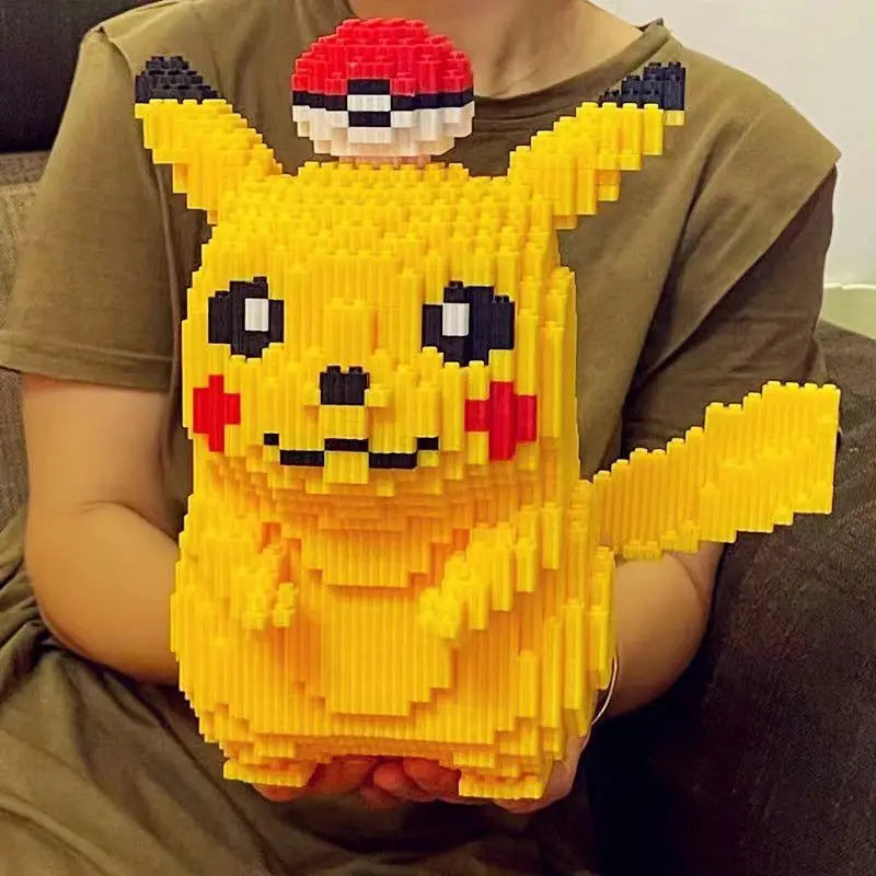 5210pcs Anime Pokemon Pikachu Diamond Micro Building Blocks Games Model Mini Bricks Figure Difficult Decompression Toys Gift