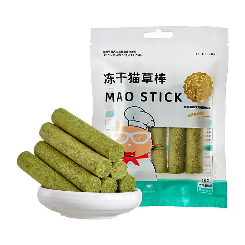 Cat Grass Teething Stick 5Pcs/bag Freeze-dried Cat Dog Snacks Stress Relief Cat Food For Small Medium Large Cats