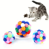 1/3PCS Cat Toys, Cat Plush Ball Toy, Pet Elastic Bell Ball, Self-Play Colorful Woolen Ball for Cats
