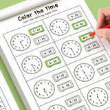 Children's Practice Book for Learning How to Tell Time, Suitable for Home-Based Kindergarten Activities, Includes Reading and Math Exercises, Ideal for Classroom Teaching and Back-To-School Supplies Time Practice Cards/Early