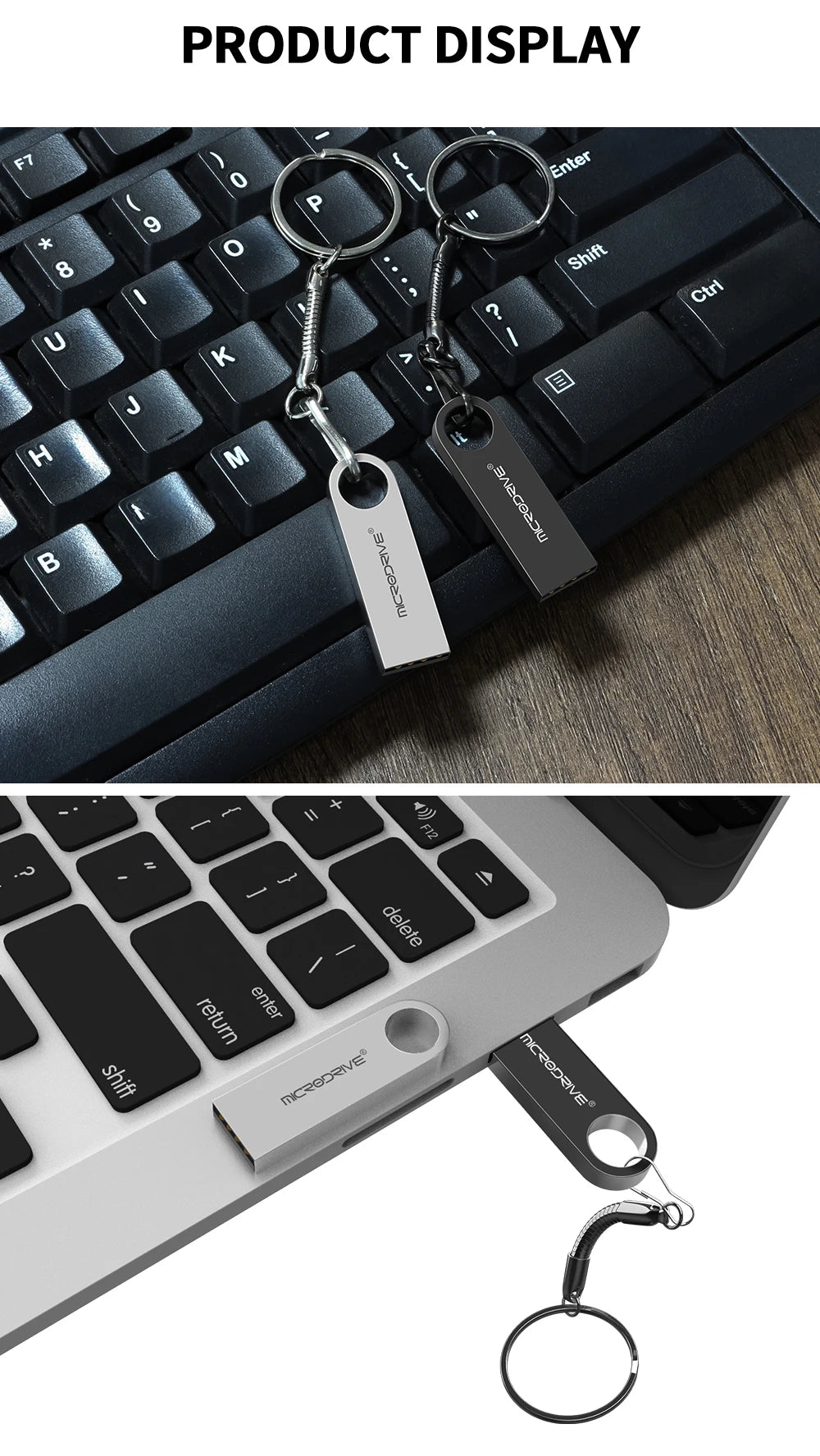 Waterproof USB Flash Drive, Pen Drive, 4GB, 8GB, 16GB, 32GB, 64GB, Metal Pendrive, Card Memory Stick Drives, U Disk with Key Ring