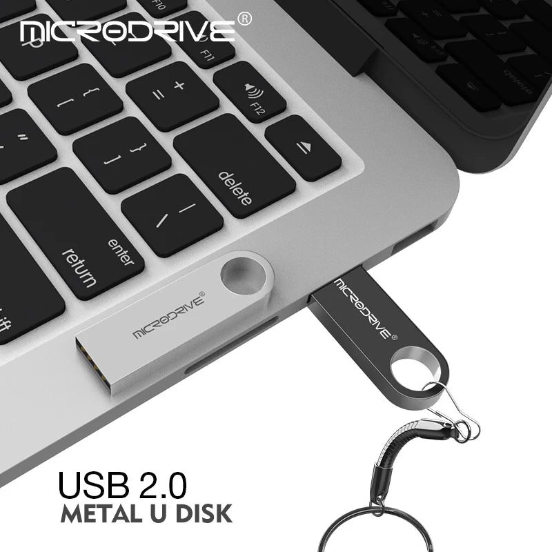 Waterproof USB Flash Drive, Pen Drive, 4GB, 8GB, 16GB, 32GB, 64GB, Metal Pendrive, Card Memory Stick Drives, U Disk with Key Ring