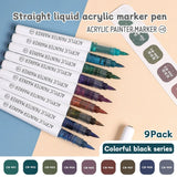 9pcs/Box MIX Color Acrylic Markers Set Kids Gift Art Rock Painting Pens Graffiti For Stone Glass Book Shoes DIY Craft Supplies