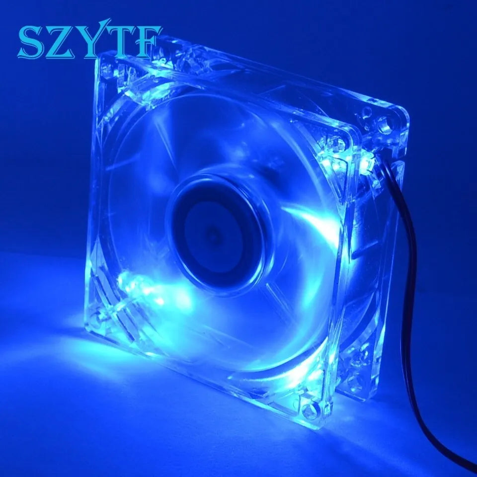 PC Computer Fan Case Cooling Fan Unit Fan 8025 8cm With Blue LED Lights Chassis Fan 80X80X25