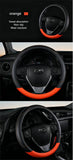 PU Leather Contrast Colour Car Steering Wheel Cover  Sweat Absorbent, Wear Resistant and Non-slip, Universal in All Seasons
