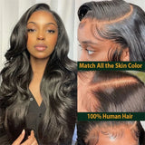 Peruca lace frontal cabelo humano ondeulado body wave - renda HD transparente pre - plucked