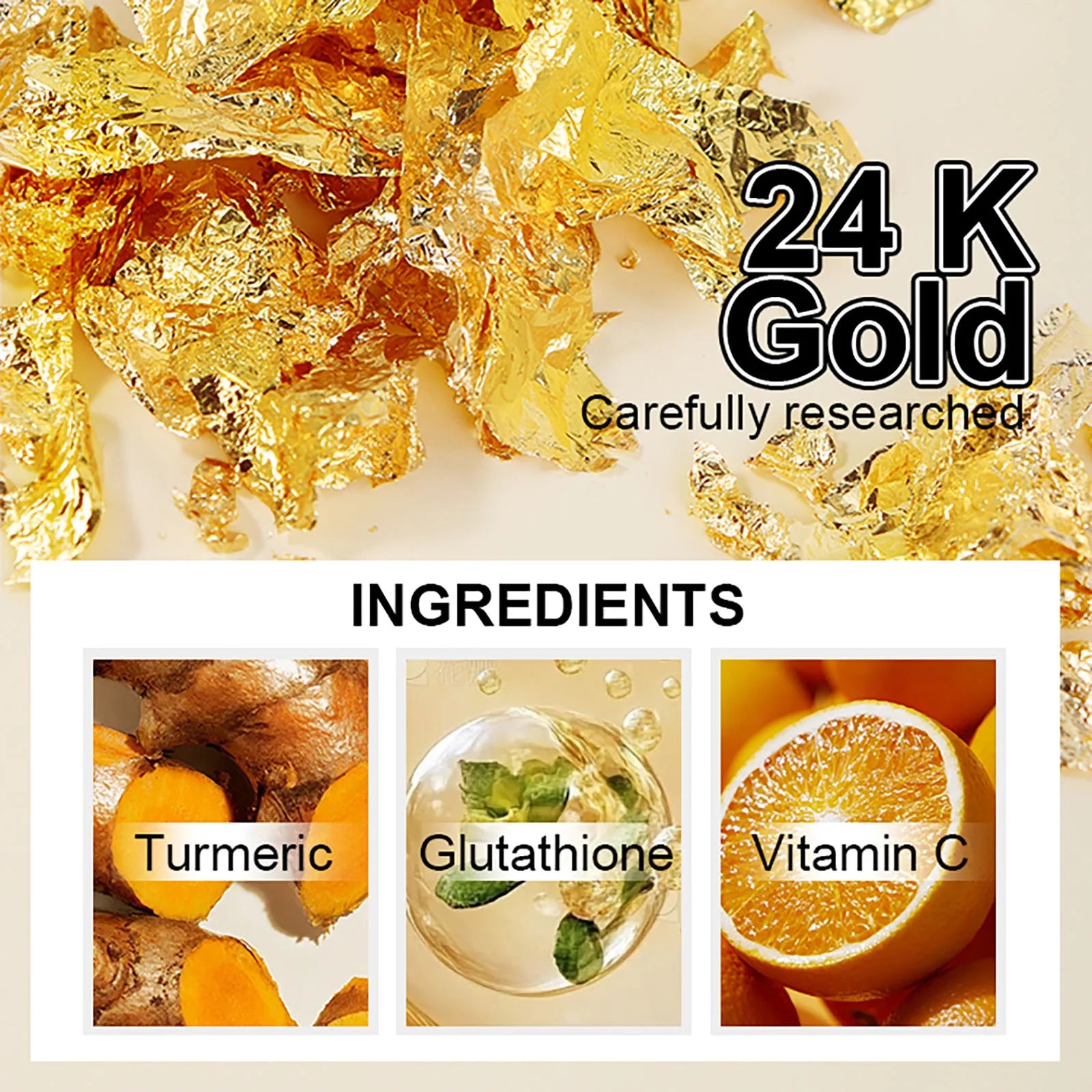 AILKE 24K Gold Flawlessly Skin Care Set, Whitening, Reduces Dark Spots, Pigmentation, Wrinkles, Moisturizes, For All Skin Types