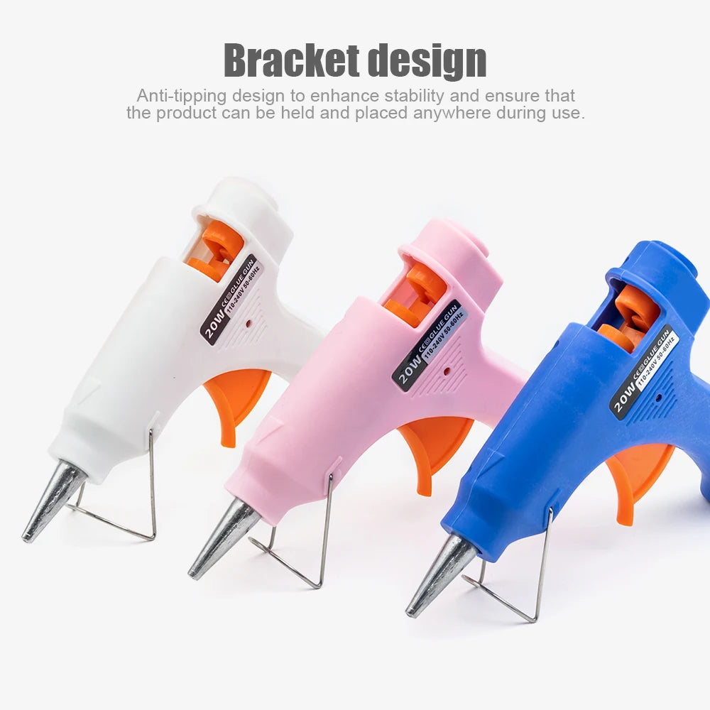 JCD 20W Hot Melt Glue Gun with 7MM 10Pcs Transparent Glue Stick Mini Gun Home Electric Temperature Gun Maintenance Tools