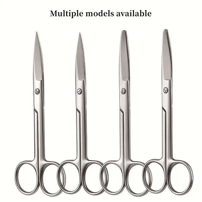 Instrumentos quirúrgicos de acero inoxidable con punta recta y curva, para suturar tejidos, tijeras, equipo médico de emergencia para campo.