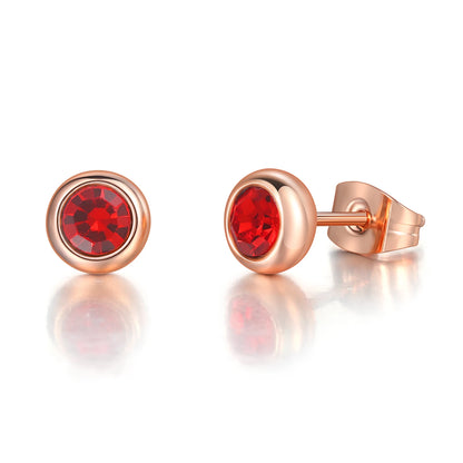 Classic Modern Cubic Zirconia Stud Earrings For Women Simple Rose Gold Color Women's Earing Accessories Fashion Jewelry E270