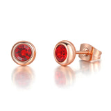 Classic Modern Cubic Zirconia Stud Earrings For Women Simple Rose Gold Color Women's Earing Accessories Fashion Jewelry E270