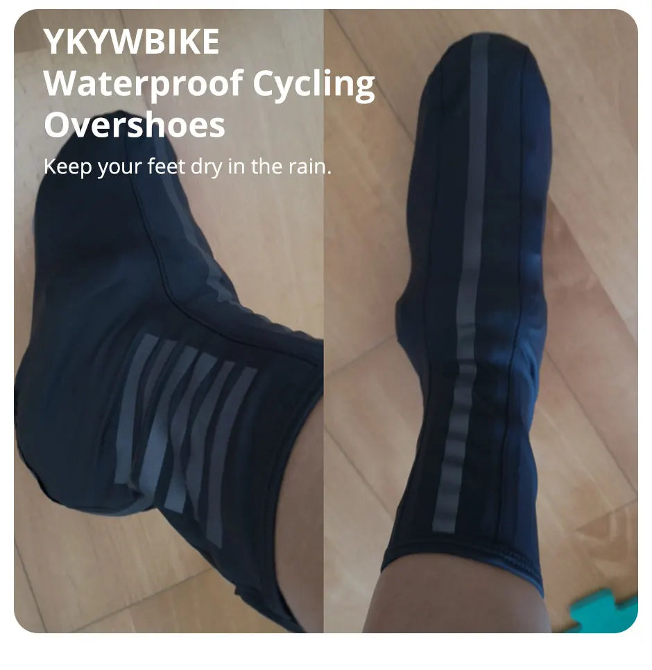 Ykywbike Cycling Shoes Covers YAS308 Waterproof Overshoes Bicycle Bike Reflective Windproof MTB Road Keep Warm Lock Protector