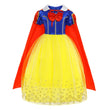 Girl Cosplay Snow White Princess Dress Yellow Luxury Lace Costume With Cloak Holiday Birthday Party Apple Accessories 2-10Y