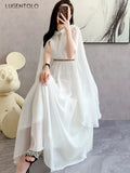 New Fashion Luxurry White Long Dress Women Sleeveless High-End Vintage Elegant Party Dresses Vestidos Female Clothing