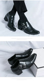 Fashion Buckle Leather Shoes For Men Big Size 46 Pointed Dress Shoes Man Quality Business High Heels Shoes Man chaussure hommes