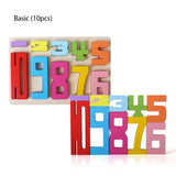 Wooden educational digital blocks, creative puzzles, stacking toys, fun brain teasers, early education topics, Montessori style