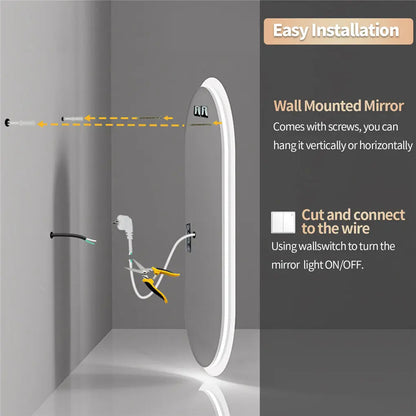 LUVODI Backlit Lighted Bathroom Mirror LED Bedroom Vanity Mirror Salon Mirror with Touch Sensor Dimming Defog IP44