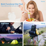 Vajilla multifuncional 7 en 1 para exteriores, herramientas de supervivencia, tenedor plegable de acero inoxidable, cuchara, cuchillo, vajilla para Picnic y acampada