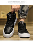 IGxx High top Shoes Zip Lace-up Leather Men's Sneakers Punk Ankle Boots For Men Hook&Loop Shoes White indestructible lacoste