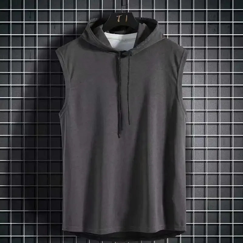 M-3XL regata masculina colete sem mangas camisetas com capuz masculino t camisa ginásio exercício esportes camisa de golfe estilo coreano casual cor sólida