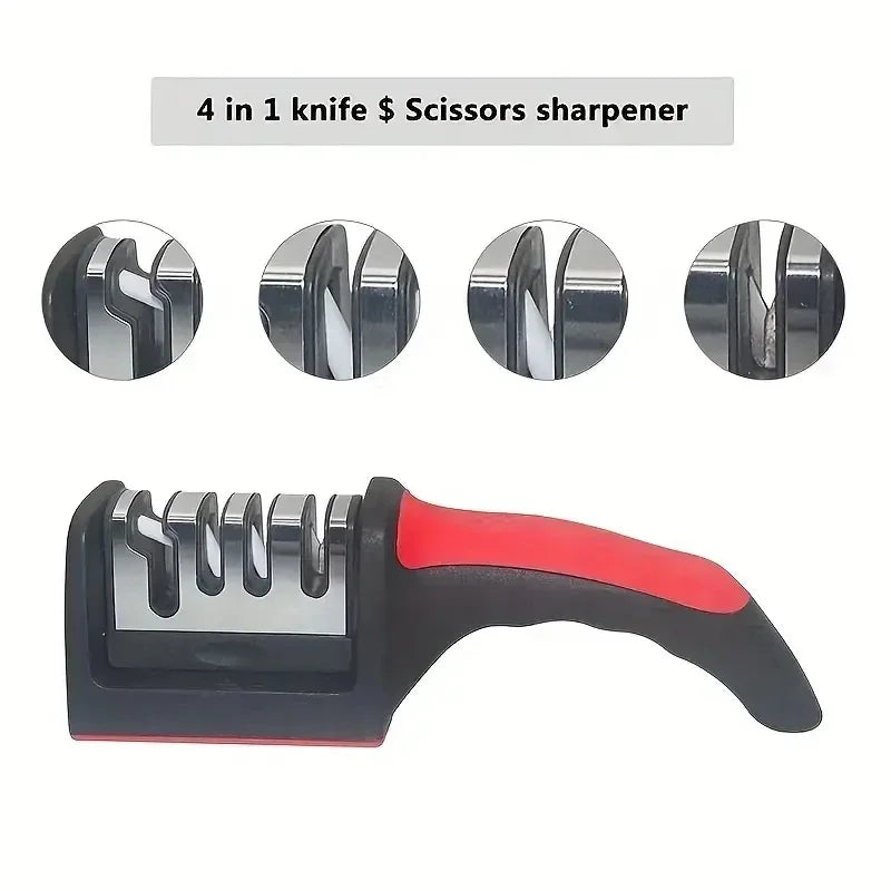 3-Segment Knife Sharpener Knife Sharpeners for Kitchen Knives Stainless Steel Three-Purpose Sharpening Stone for Kitchen Tools