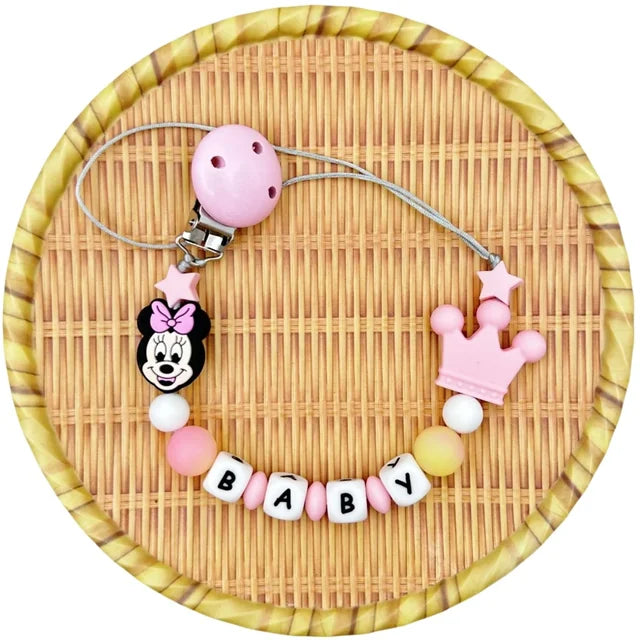 Desenhos animados Silicone Contas luminosas para o bebê, Clipes Chupeta, Cadeia Titular, mordedor, Personalizado Inglês e Rússia Nome, Brinquedo Kawaii