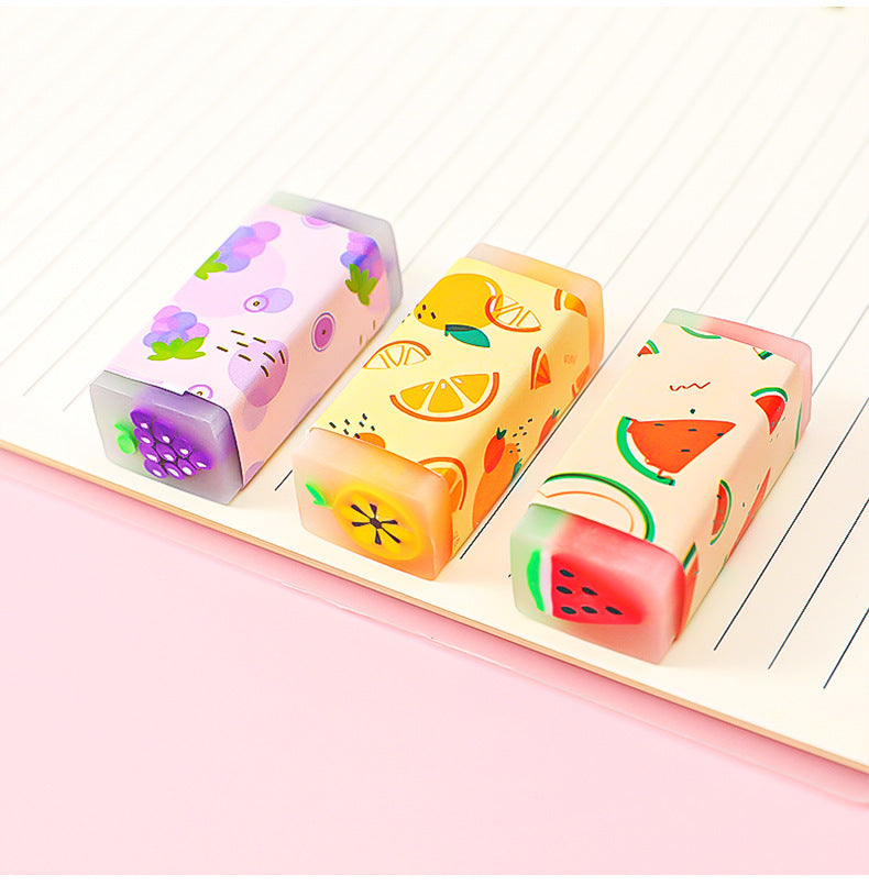 3pcs/lot Cartoon Creative Fruit Eraser Pupils Exam Pencil Eraser Children's Stationery Painting Sketch Eraser  School  Kawaii