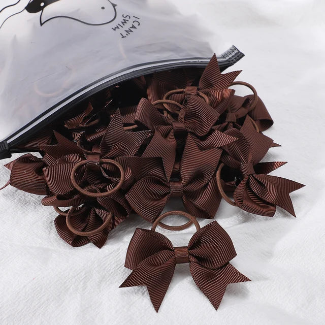 Bandas elásticas para el cabello para niñas, cinta de grosgrain, coletas, lazos, corbatas, soportes, accesorios, bebés, 10 piezas por lote 