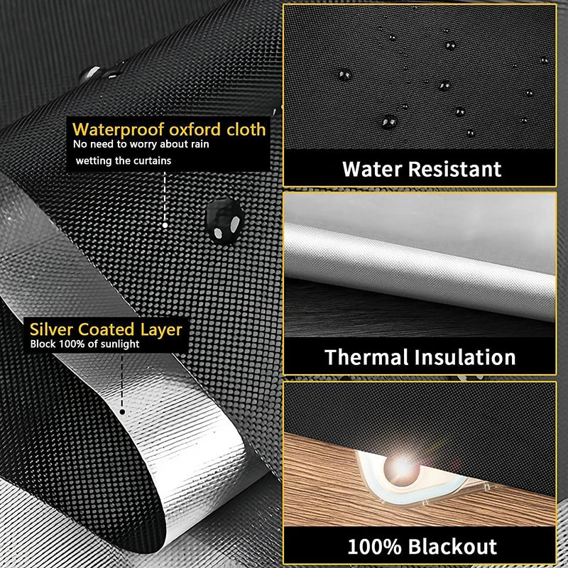 Cortina opaca portátil sin taladro, 100 % opaca, aislante y con protección UV para dormitorio, sala de estar, decoración del hogar.