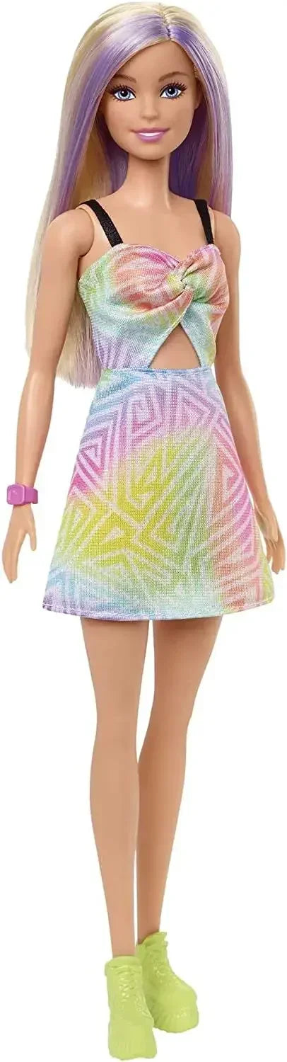 Original Mattel Barbie Fashionistas Doll Floral Dress with Sweet Casual Clothes and Accessories Toys for Girls Collection Gift