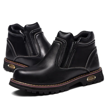 Zapatos de trabajo para hombre, zapatos de seguridad impermeables, botas de cuero antichispas para hombre, zapatos de soldador antideslizantes y antiperforación para hombre, zapatos de trabajo negros.