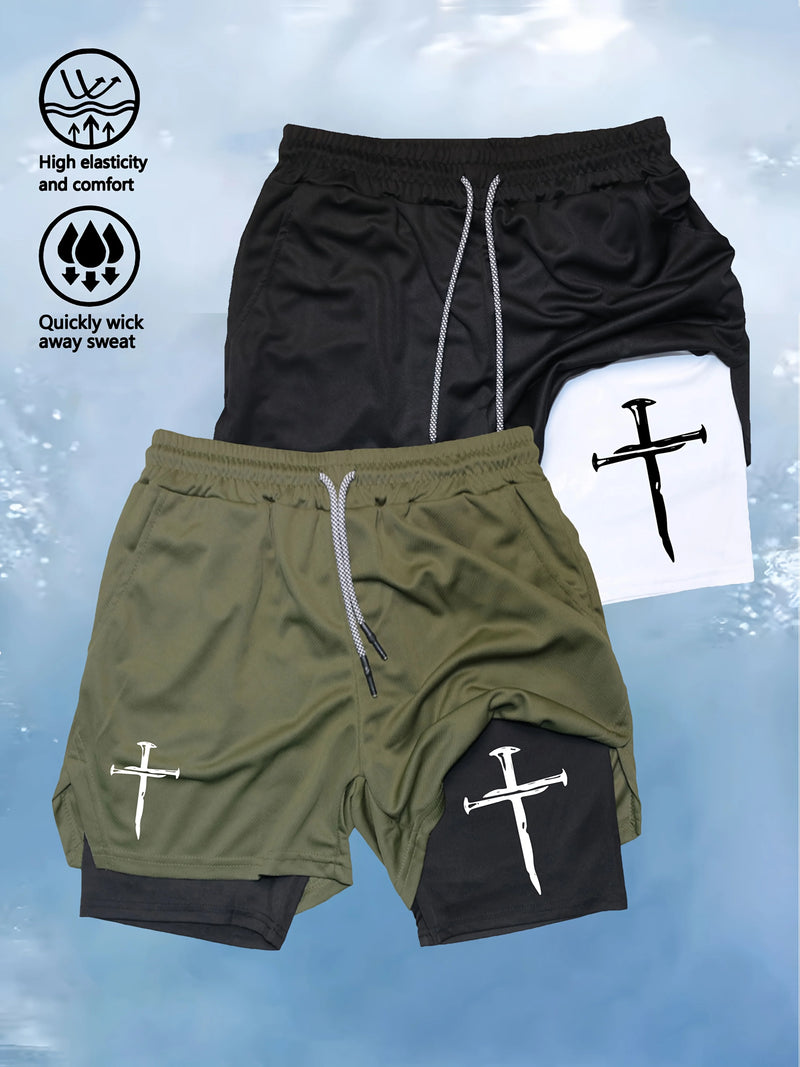 Quick-Dry Men's Training Shorts Elastic Waistband Drawstring Breathable Moisture-Wicking Athletic Shorts