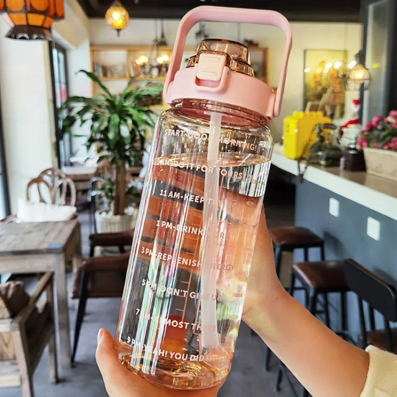 2025 Spring/Summer 2L Large Capacity Outdoor Plastic Bouncing Straw Sports Water Bottle Leak-proof Portable Refill Cups