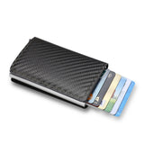 RFID Aluminum Men Wallet Card Holders Purse Carbon Fiber Men Business Slim Thin Smart Wallet Credit Cardholder Case Note Holder