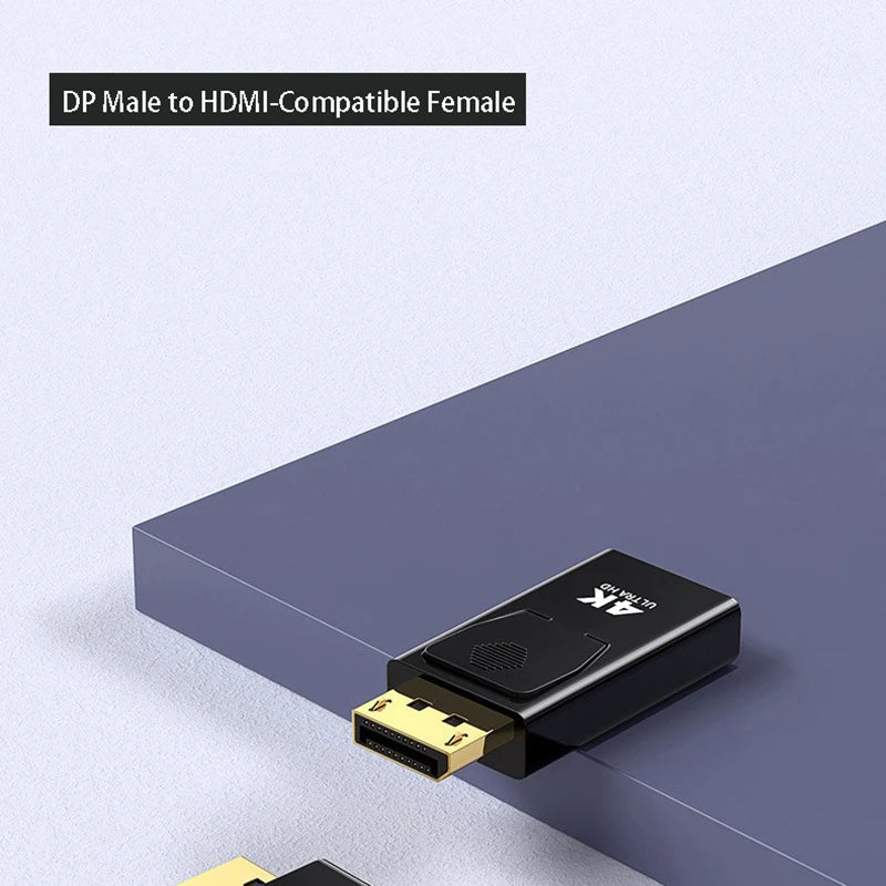 4K DP to HDMI-compatible Converter Displayport to 1080P HDTV Computer Monitor Audio Video Adapter