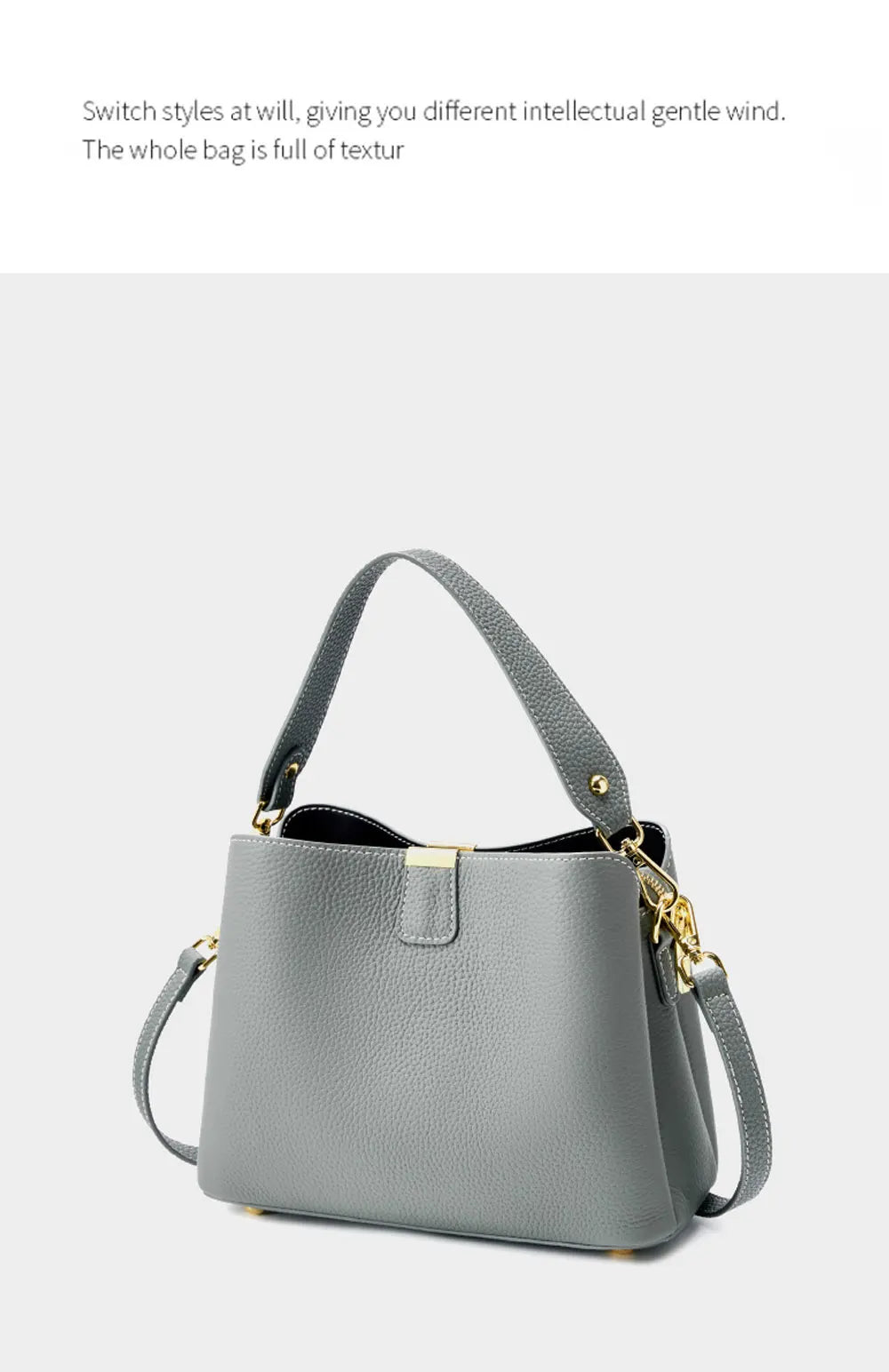 100% Genuine Leather Women's Bucket Bag Luxury Designer Versatile Shoulder Bag Women Commuter Crossbody Bags Female Handbag